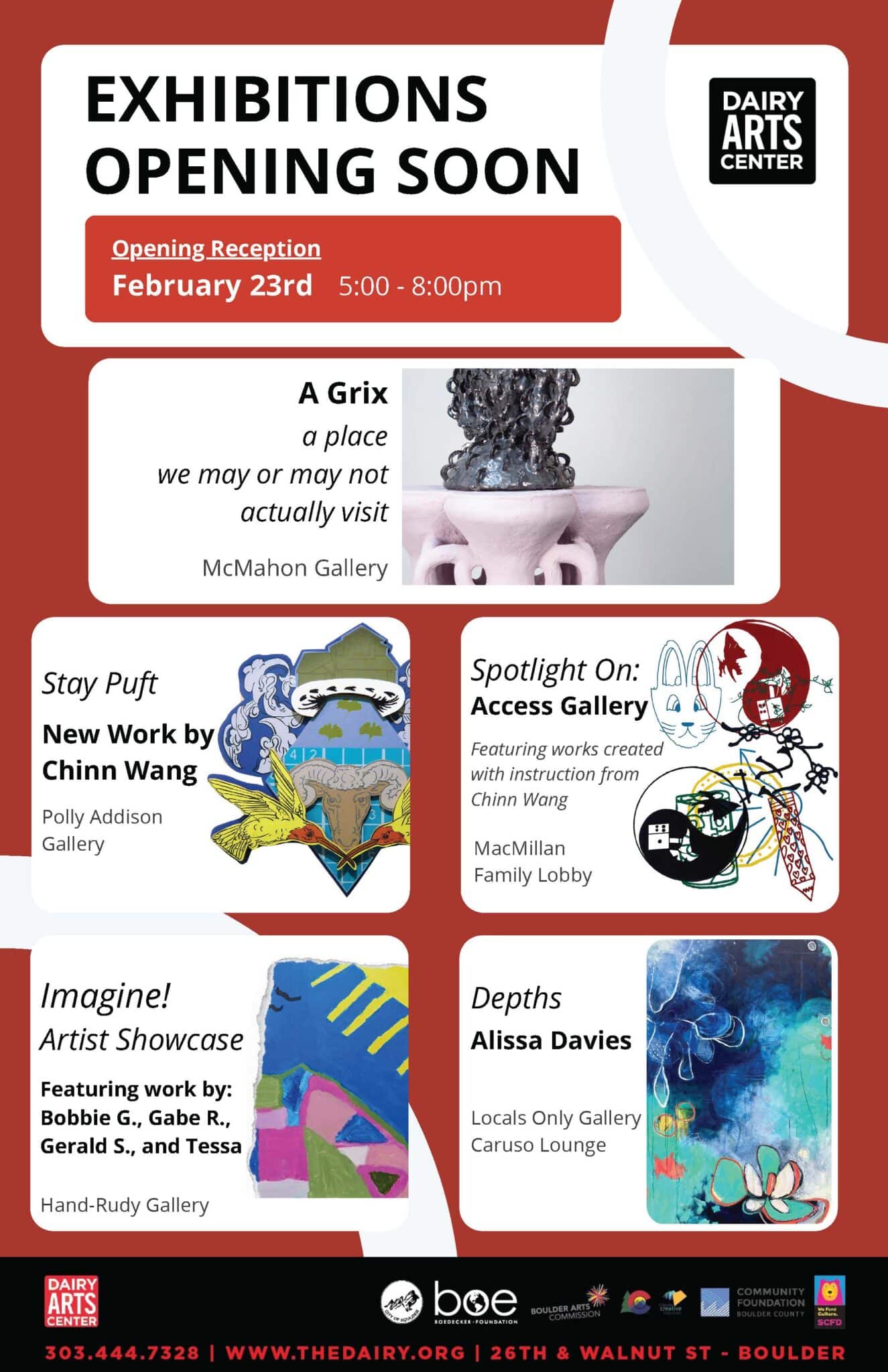 Visual Arts Exhibitions Opening Reception Dairy Arts Center